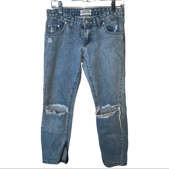 ONE X ONE TEASPOON Freebirds Low Rise Cropped Skinny Jeans Distressed Size 24 - Picture 4 of 8